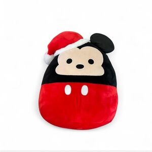 Squishmallows Disney Red, Black, & White Holiday Santa Mickey Mouse Soft Plush